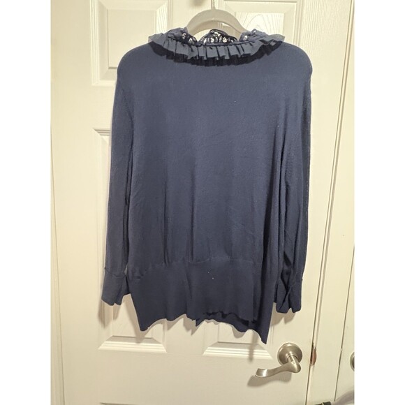 Coldwater Creek Ruffle Cardigan Dark Blue Button Up Womens Size 3X - Picture 6 of 8